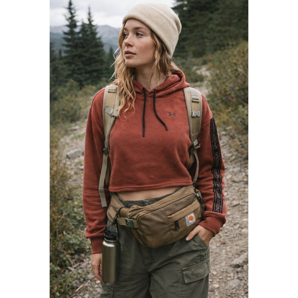Under Armour Hoodie Womens Small Rust Cropped‎ Sweatshirt Loose gorpcore granola